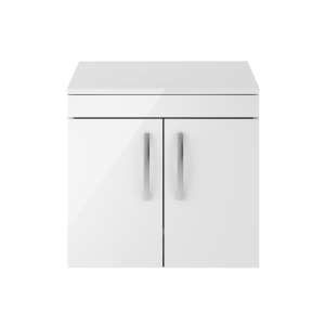 Athena Gloss White 600mm Wall Hung Cabinet & Worktop