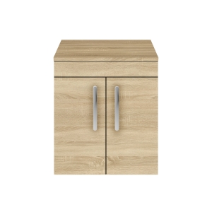 Athena Natural Oak 500mm Wall Hung Cabinet & Worktop