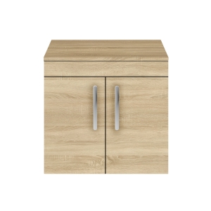 Athena Natural Oak 600mm Wall Hung Cabinet & Worktop