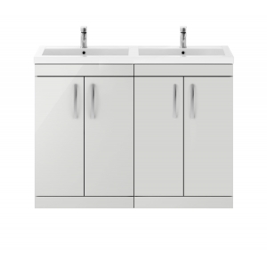 Athena Gloss Grey Mist 1200mm Floor Standing Cabinet & Double Basin