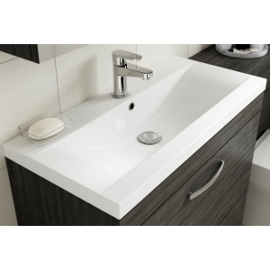 "Athena" Gloss Grey Mist 600mm (w) x 905mm (h) x 390mm (d) Floor Standing Cabinet & Mid-Edge Basin