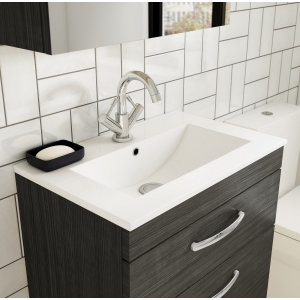 "Athena" Gloss Grey Mist 600mm (w) x 883mm (h) x 395mm (d) Floor Standing Cabinet & Minimalist Basin