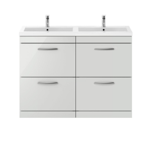Athena Gloss Grey Mist 1200mm Floor Standing Cabinet & Double Basin