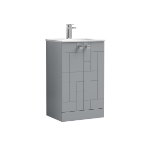 Blocks Satin Grey 500mm 2 Door Floor Standing Vanity Unit & Basin 2