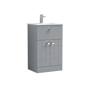 Blocks Satin Grey 500mm 2 Door & Single Drawer Floor Standing Vanity Unit & Basin 2
