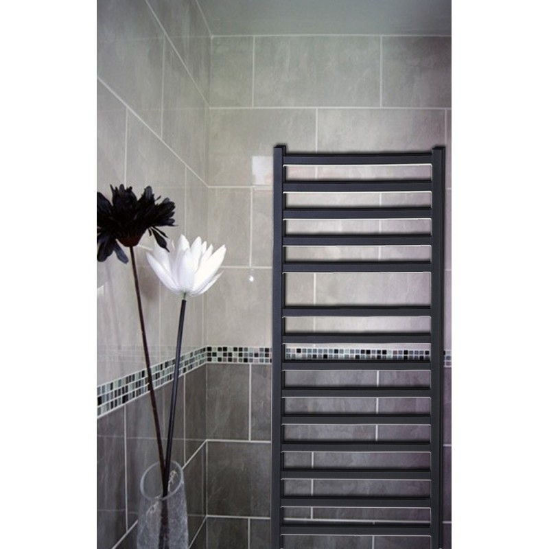 500mm x 1165mm Single Heat Denbigh Black Towel Rail