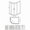 Pacific 6mm Offset Quadrant Shower Enclosure with Square Handles  - Technical