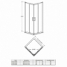 Pacific 6mm Corner Entry Shower Enclosure with Square Handles  - Technical
