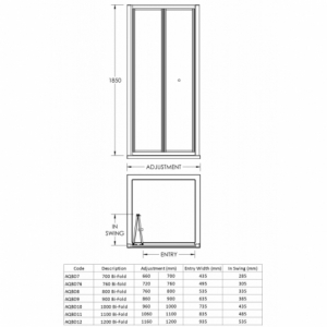 Pacific Bi-fold Shower Doors  - Technical