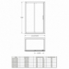 Pacific Single Sliding Shower Door with Square Handle  - Technical
