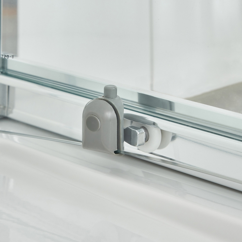 Ella 5mm Single Sliding Shower Door with Curved Handles - Insitu