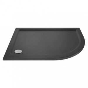 Offset Quadrant "Slate Grey" Luxury Shower Trays - 900mm To 1200mm (W) - Edge Waste (6 Sizes - Left or Right Hand)