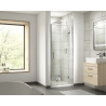 Pacific 6mm Hinged Shower Door with Square Handles - Insitu