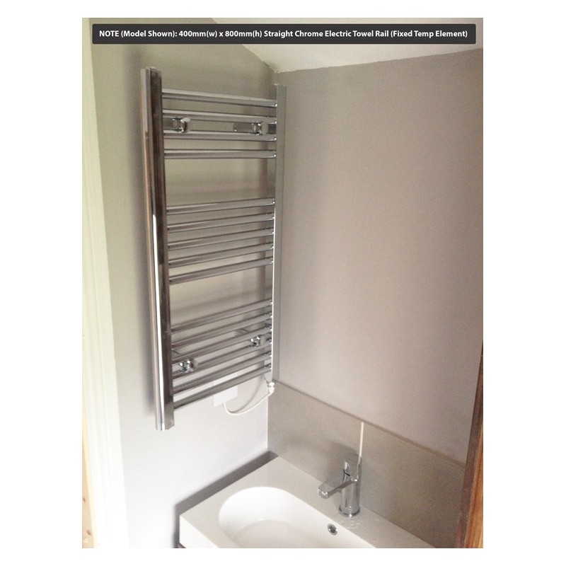 400mm (w)  x 800mm (h) Straight Chrome Towel Rail