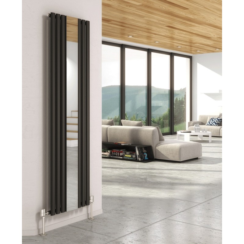 499mm (w) x 1800mm (h) Brecon Black Mirror Radiator