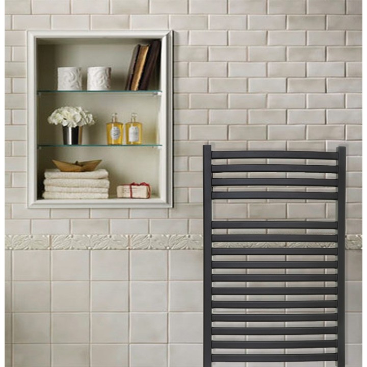 600mm x 800mm Single Heat Ellipse Black Towel Rail