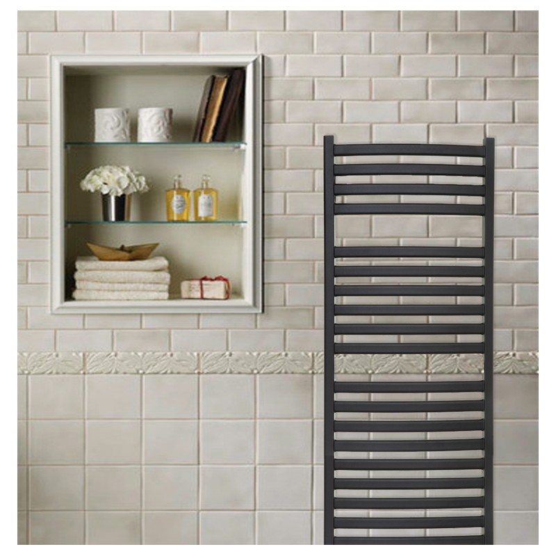 	500mm (w) x 1100mm (h) Electric Ellipse Black Towel Rail (Single Heat or Thermostatic Option)