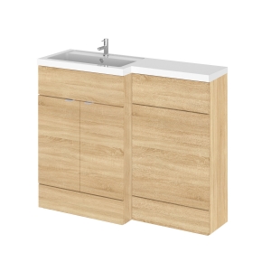 Natural Oak 1100mm Full Depth Combination Vanity & Toilet Unit with Left Hand Basin