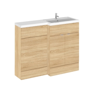 Natural Oak 1100mm Full Depth Combination Vanity & Toilet Unit with Right Hand Basin