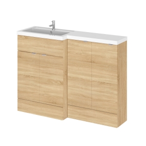 Natural Oak 1200mm Full Depth Combination Vanity & Toilet Unit with Left Hand Basin