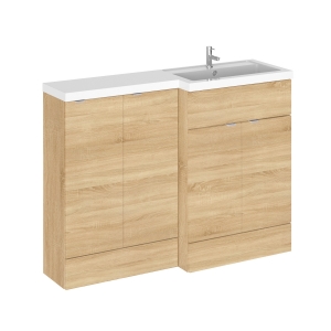 Natural Oak 1200mm Full Depth Combination Vanity & Toilet Unit with Right Hand Basin