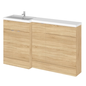 Natural Oak 1500mm Full Depth Combination Vanity, Toilet and Storage Unit with Left Hand Basin
