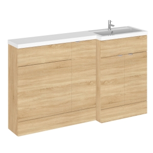 Natural Oak 1500mm Full Depth Combination Vanity, Toilet and Storage Unit with Right Hand Basin