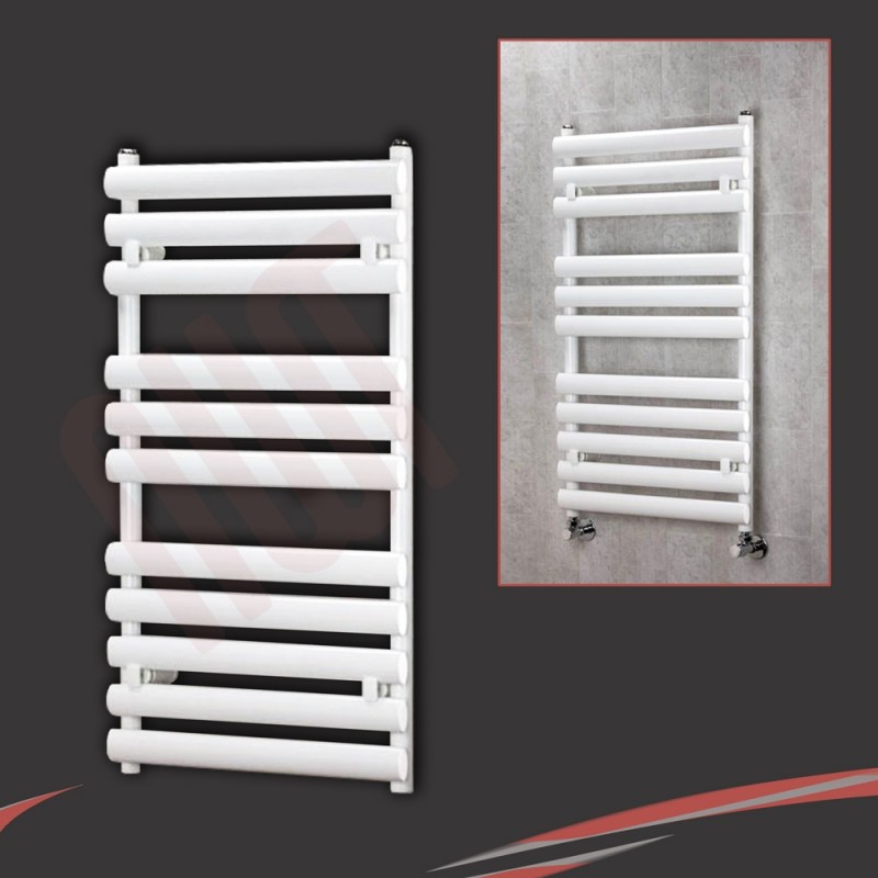 500mm(w) x 930mm(h) Brecon Black Towel Rail - Oval Tubes