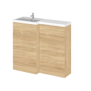 Natural Oak 1000mm Full Depth Combination Vanity & Toilet Unit with Left Hand Basin