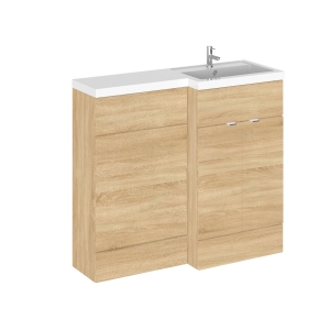 Natural Oak 1000mm Full Depth Combination Vanity & Toilet Unit with Right Hand Basin