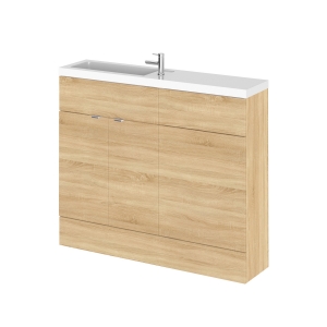 Natural Oak 1000mm Slimline 2 Door Combination Vanity & Toilet Unit with Basin