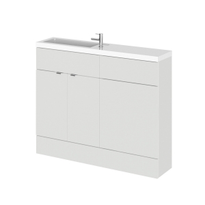 Gloss Grey Mist 1100mm Slimline Combination 2 Door Vanity & Toilet Unit with Basin