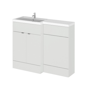 Gloss Grey Mist 1100mm Full Depth Combination 2 Door Vanity & Toilet Unit with Left Hand Basin