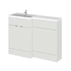 Gloss Grey Mist 1200mm Full Depth Combination 2 Door Vanity & Toilet Unit with Left Hand Basin