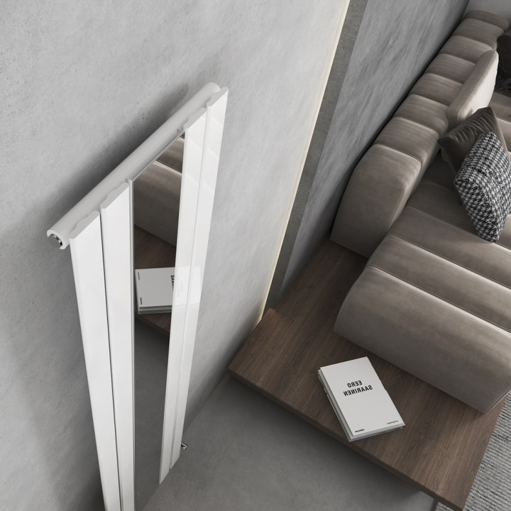 458mm (w) x 1800mm (h) Corwen White Mirror Radiator