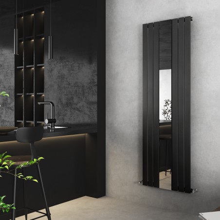 Corwen Black Flat Panel Vertical Mirror Radiator