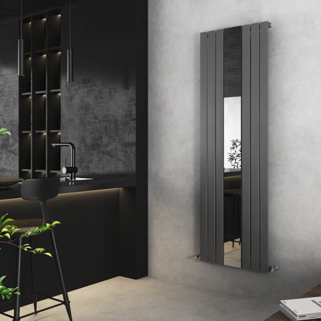 Corwen Anthracite Flat Panel Vertical Mirror Radiator