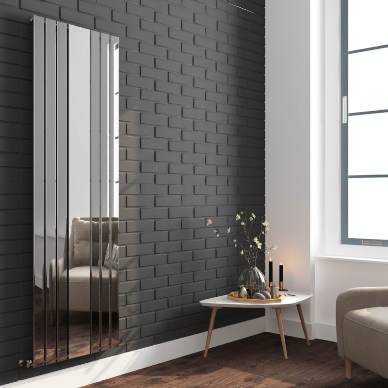 Corwen Chrome Flat Panel Vertical Mirror Radiator