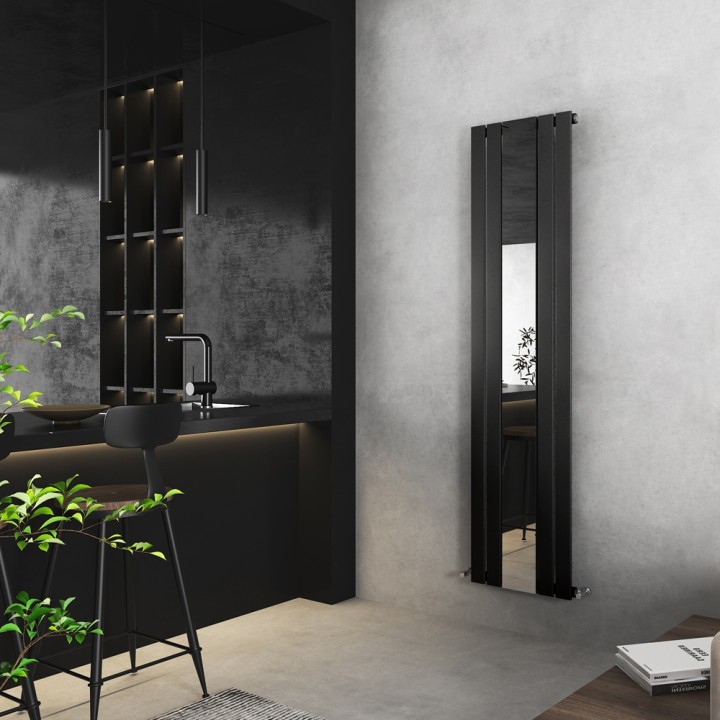 458mm (w) x 1800mm (h) Corwen Black Mirror Radiator