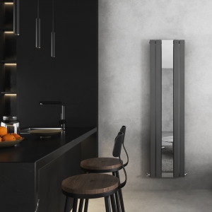 458mm (w) x 1800mm (h) "Corwen" Anthracite Flat Panel Vertical Mirror Radiator (4 Sections)