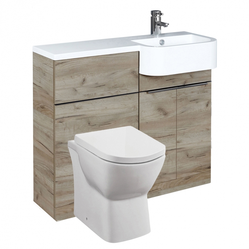 Linea Light Oak Furniture Unit including Toilet & Cistern