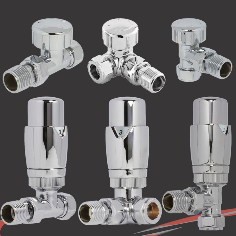 Angled Corner Straight Chrome TRV Radiator Valves