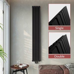 Ultraheat "Linear" Vertical Black Single & Double Flat Panel Radiators (9 Sizes)