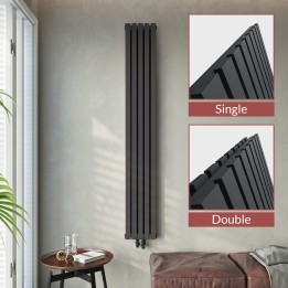 Ultraheat "Linear" Vertical Anthracite Single & Double Flat Panel Radiators (8 Sizes)