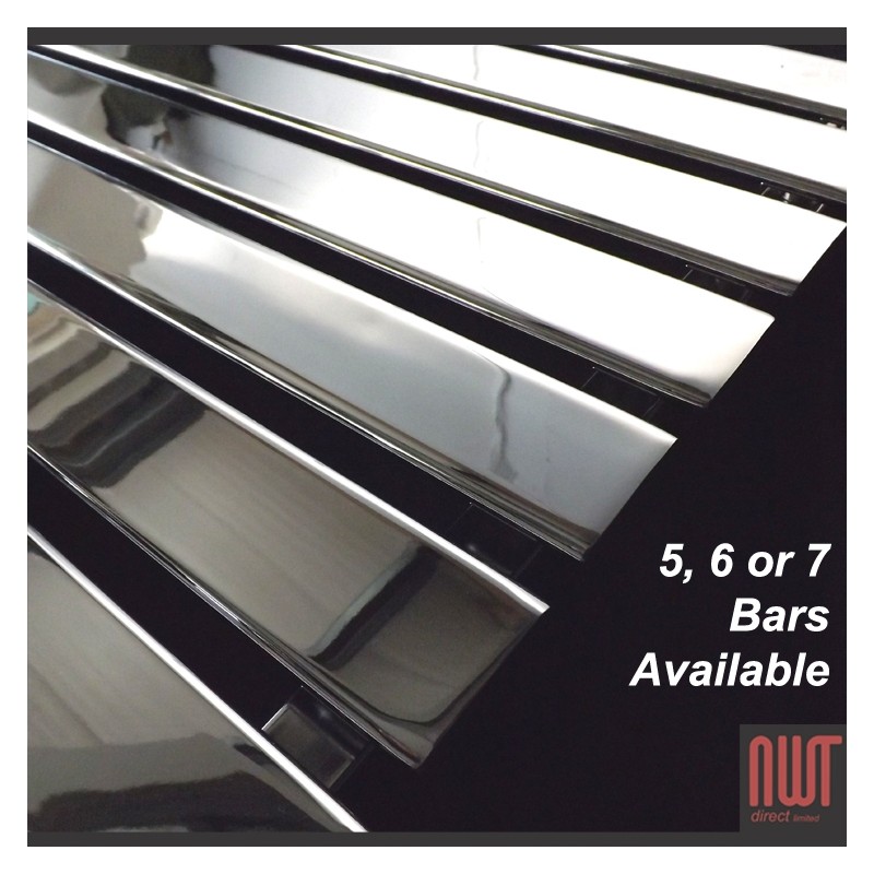 360mm (w) x 850mm (h) "Corwen" Chrome Flat Panel Vertical Radiator (5 Sections)