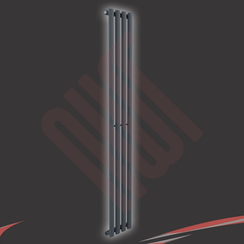 280mm (w) x 1800mm (h) "Brecon" Anthracite Oval Tube Vertical Radiator (4 Sections)