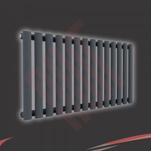 960mm (w) x 500mm (h) "Brecon" Anthracite Oval Tube Horizontal Radiator (15 Sections)