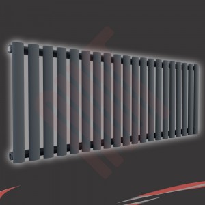 1380mm (w) x 500mm (h) "Brecon" Anthracite Oval Tube Horizontal Radiator (21 Sections)