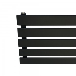 850mm (w) x 360mm (h) "Corwen" Black Flat Panel Horizontal Radiator (5 Sections)