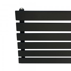850mm (w) x 440mm (h) "Corwen" Black Flat Panel Horizontal Radiator (6 Sections) - Close up